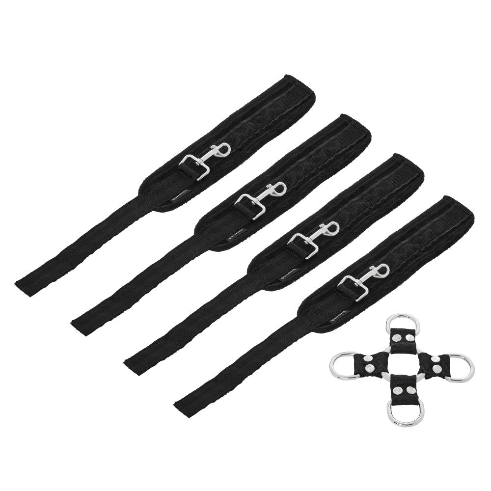 5-Piece Adjustable Hog Tie & Cuff Set Black