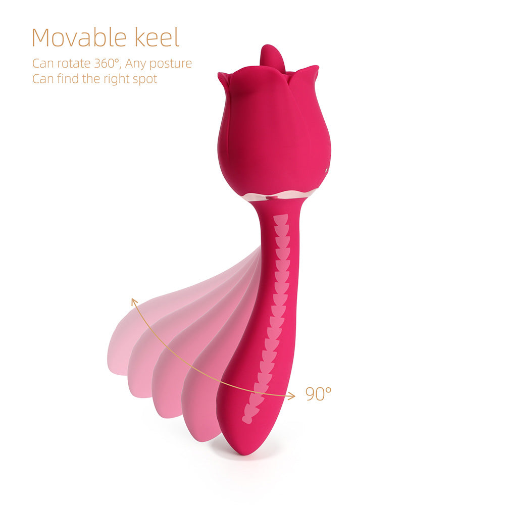 Rhea The Rose Clit Tongue Licking Vibrator and G-spot Massager Red