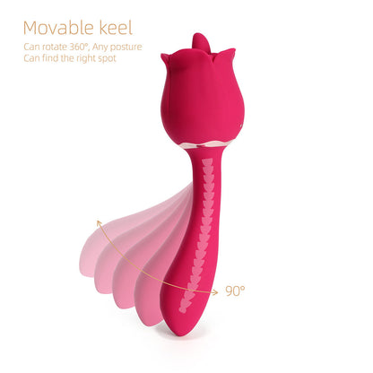 Rhea The Rose Clit Tongue Licking Vibrator and G-spot Massager Red
