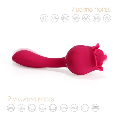Rhea The Rose Clit Tongue Licking Vibrator and G-spot Massager Red