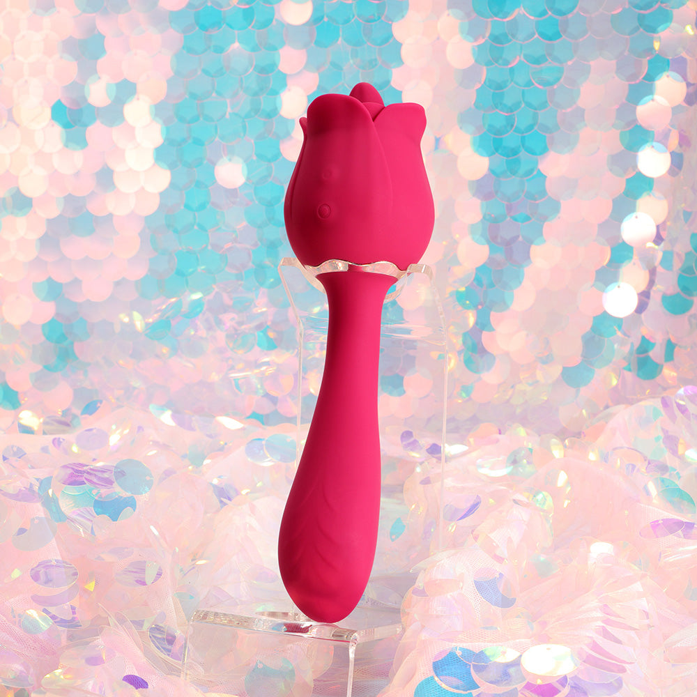 Rhea The Rose Clit Tongue Licking Vibrator and G-spot Massager Red