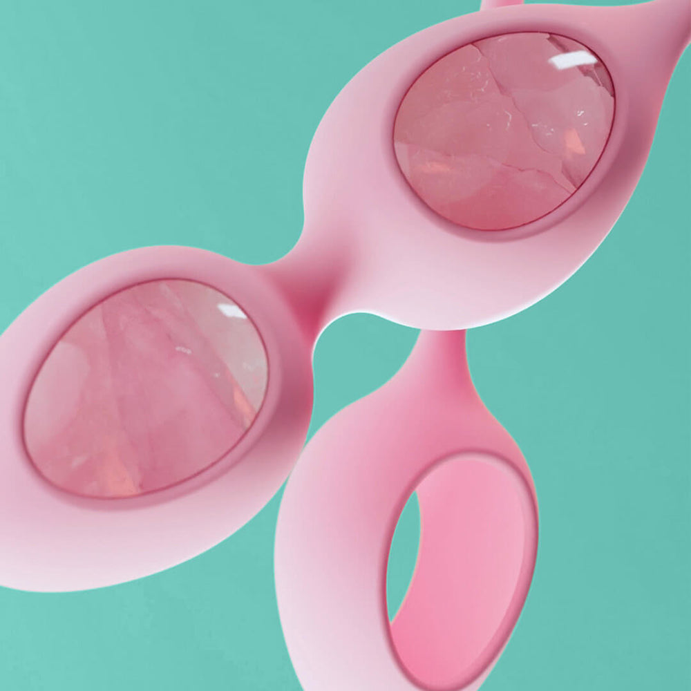 Yonii 2-Piece Rose Quartz Eggs Kegel Set