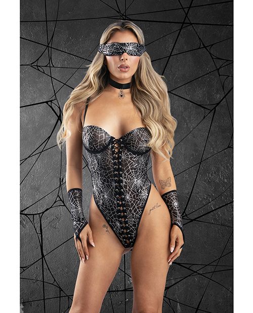 Play Into My Web Lace-up Teddy 4 pc Set