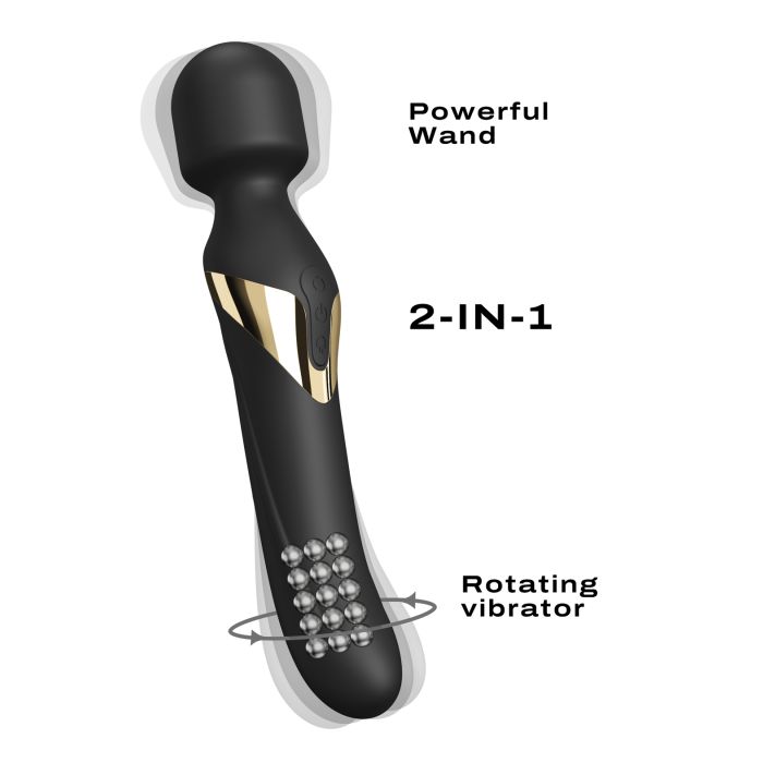 Dual Orgasms Wand - Black/Gold