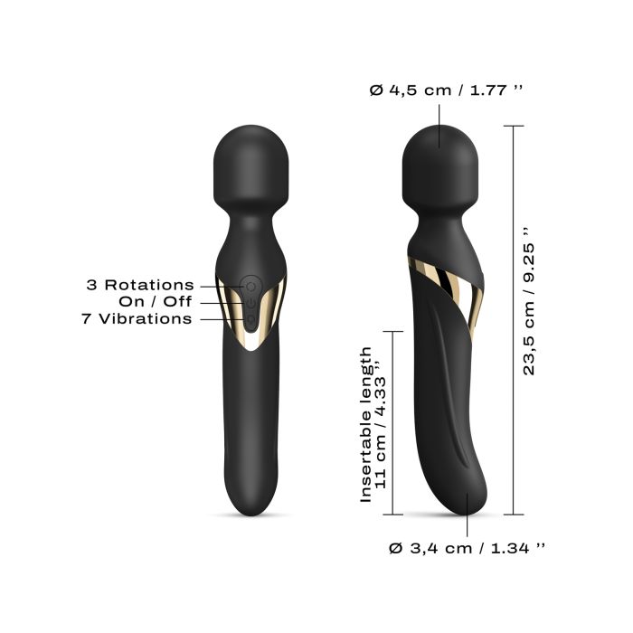 Dual Orgasms Wand - Black/Gold
