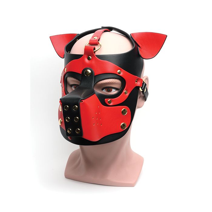 665 Bondage Pup Hood - O/S Black/Red