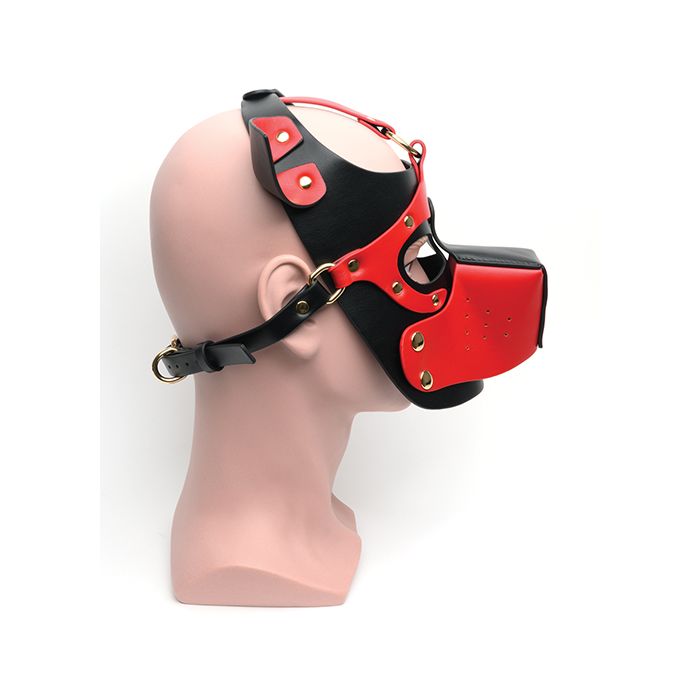 665 Bondage Pup Hood - O/S Black/Red