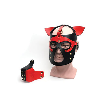 665 Bondage Pup Hood - O/S Black/Red